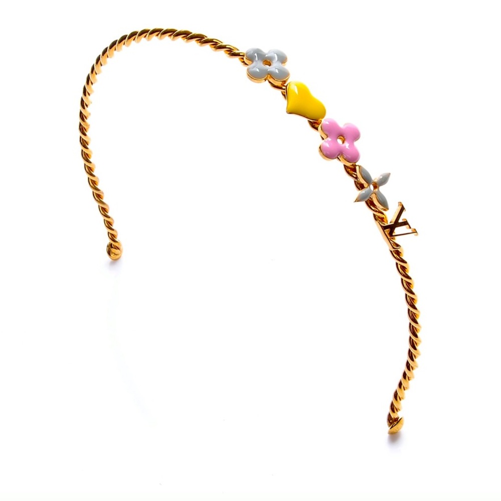 “ SOLD!!!!Louis Vuitton” Gold Brass Enamel Monogram HeadBand